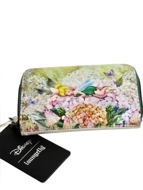 Loungefly Disney Tinker Bell Floral Mini Zipper Wallet NWT